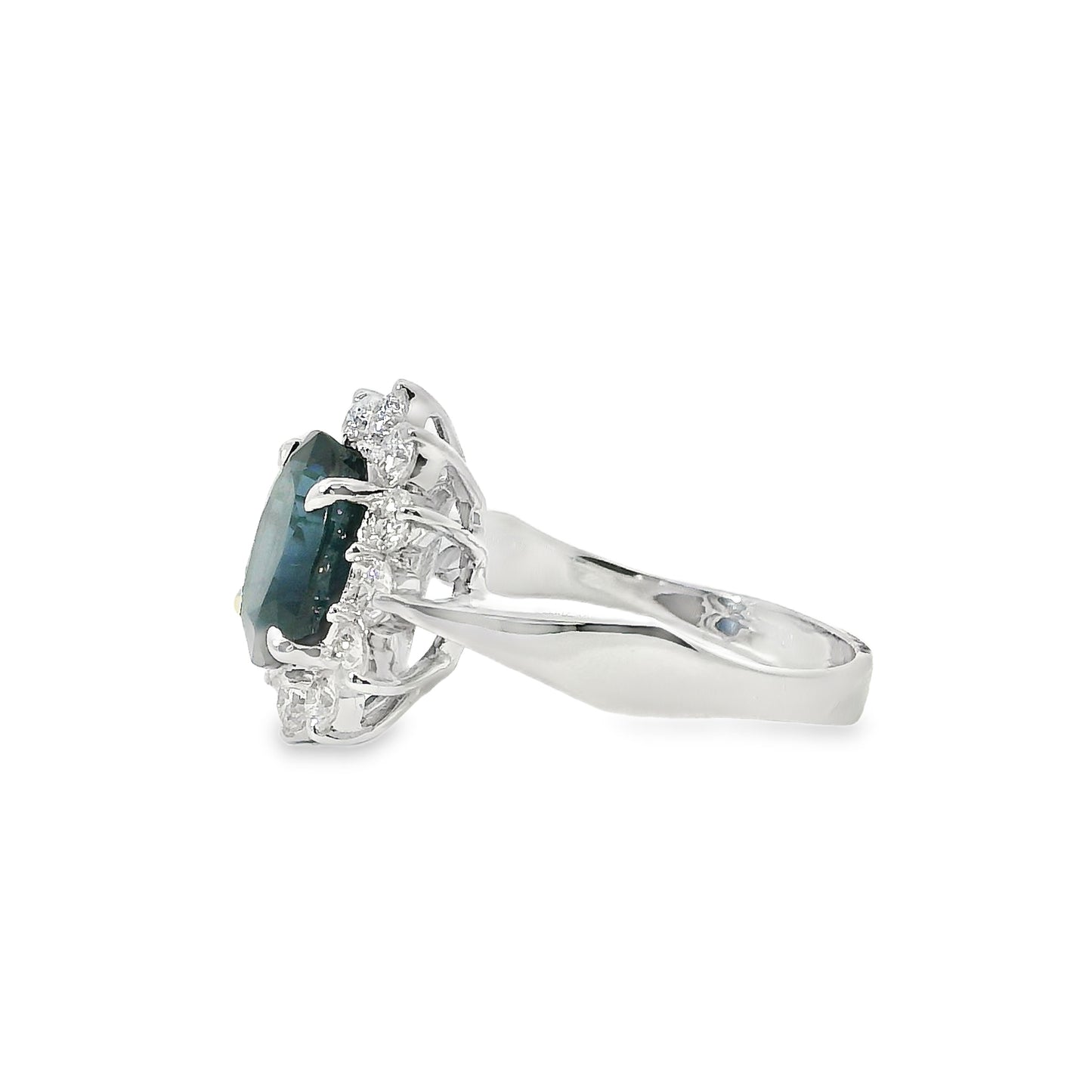 14k White Gold 0.60ctw Oval Blue Sapphire 0.40ctw Natural Diamond Ring
