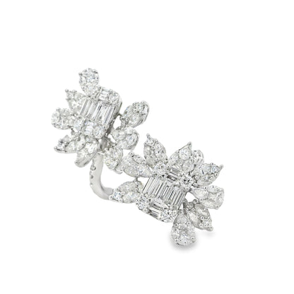 18k White Gold 3.61ctw Natural Diamond Flower Ring