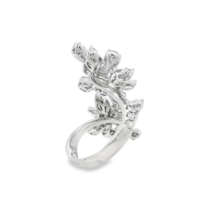18k White Gold 3.61ctw Natural Diamond Flower Ring