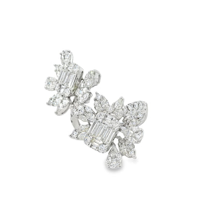 18k White Gold 3.61ctw Natural Diamond Flower Ring
