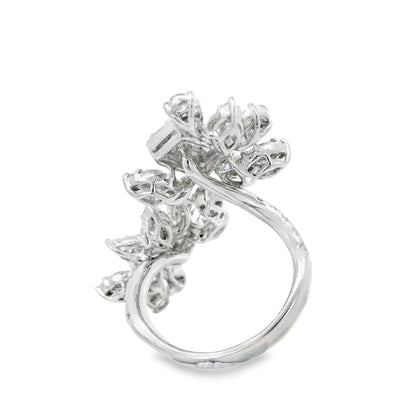 18k White Gold 3.61ctw Natural Diamond Flower Ring