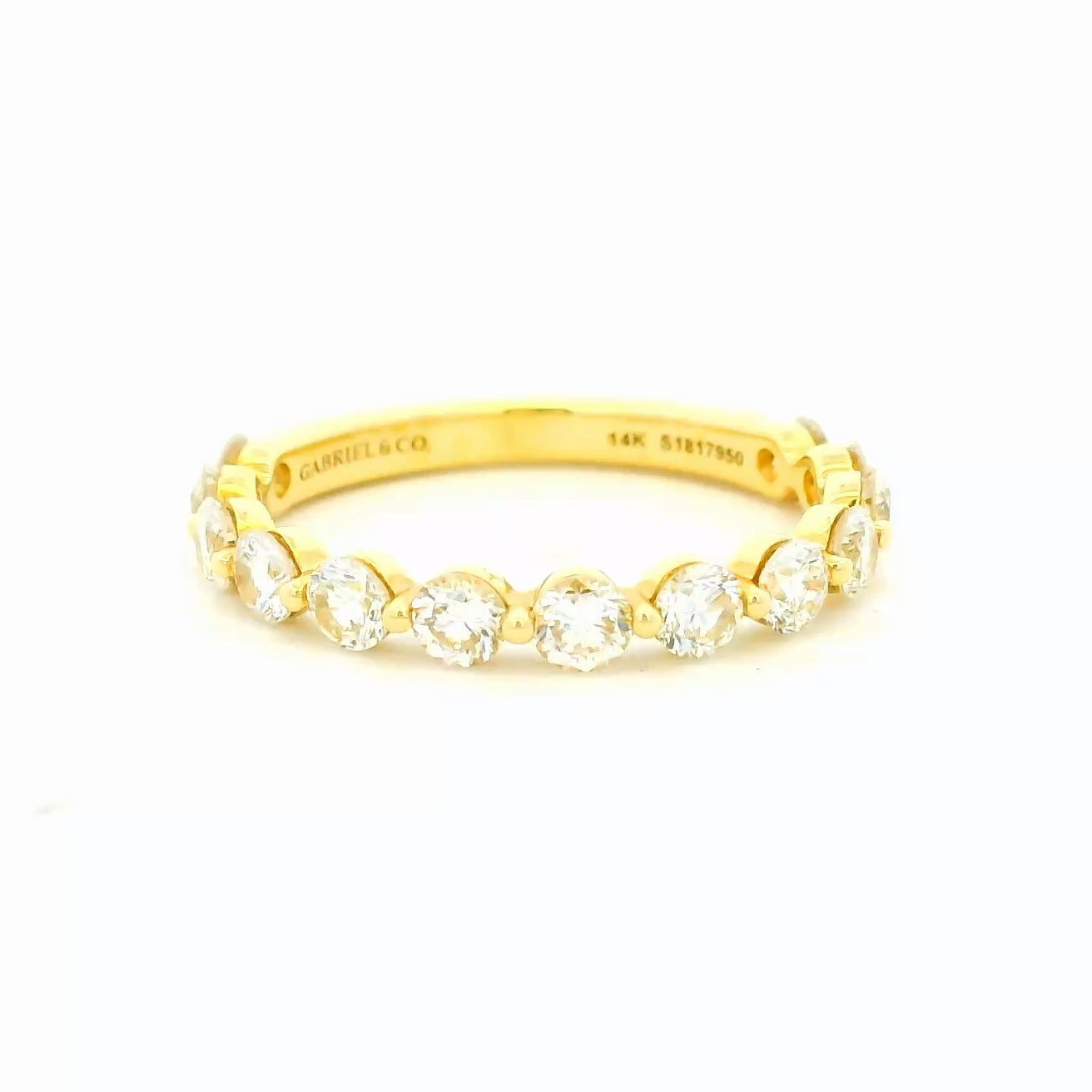 Gabriel & Co. 1.10ctw 14K Yellow Gold Single Prong Diamond Anniversary Wedding Band