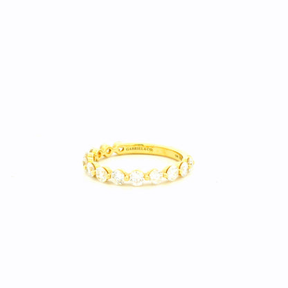 Gabriel & Co. 1.10ctw 14K Yellow Gold Single Prong Diamond Anniversary Wedding Band