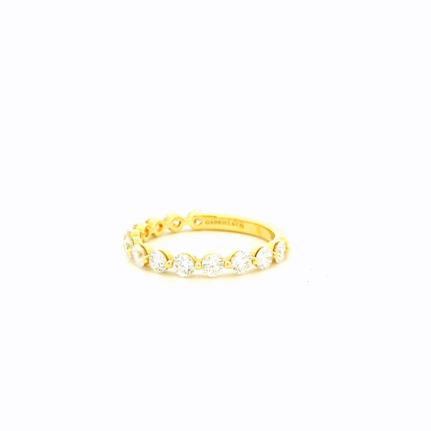 Gabriel & Co. 1.10ctw 14K Yellow Gold Single Prong Diamond Anniversary Wedding Band