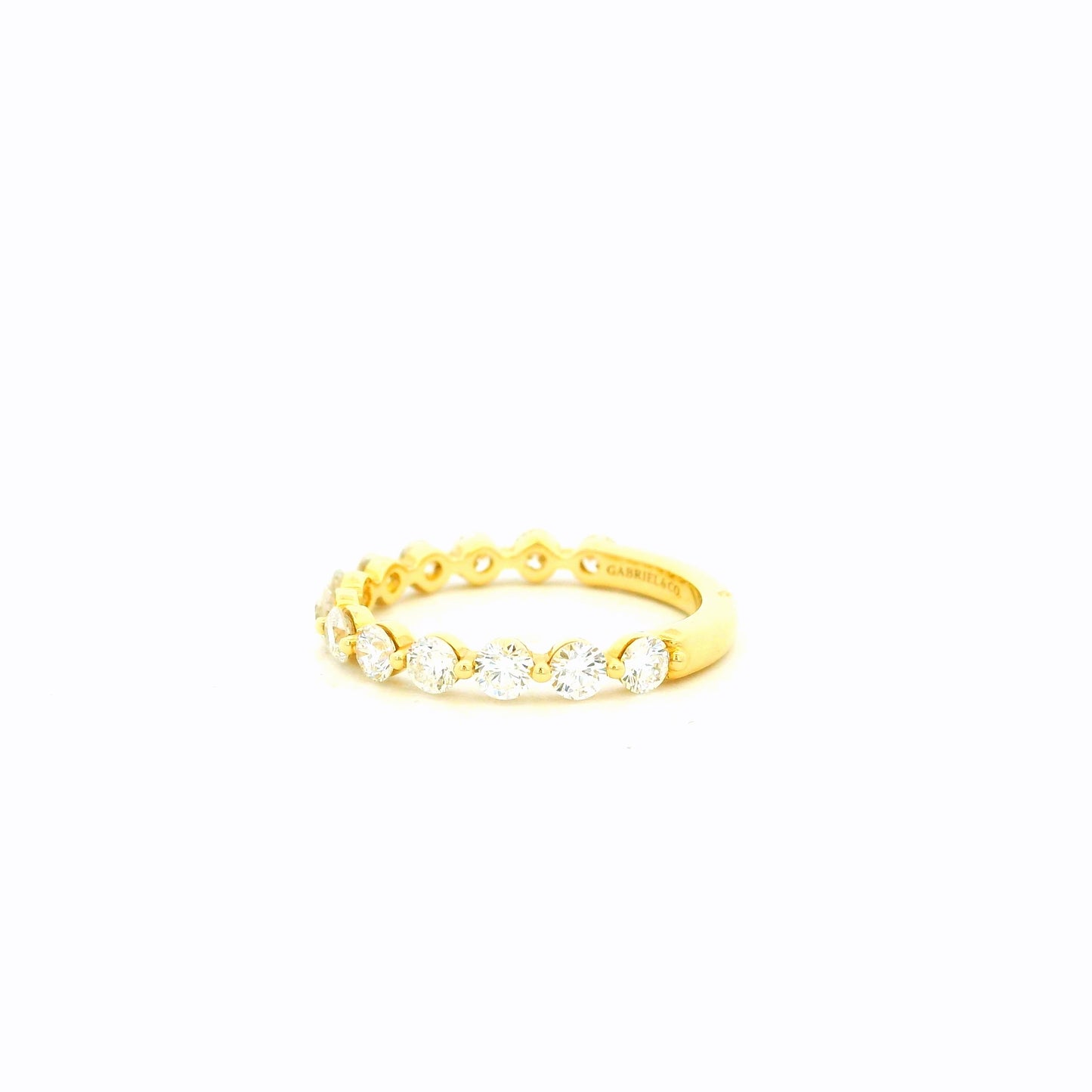 Gabriel & Co. 1.10ctw 14K Yellow Gold Single Prong Diamond Anniversary Wedding Band