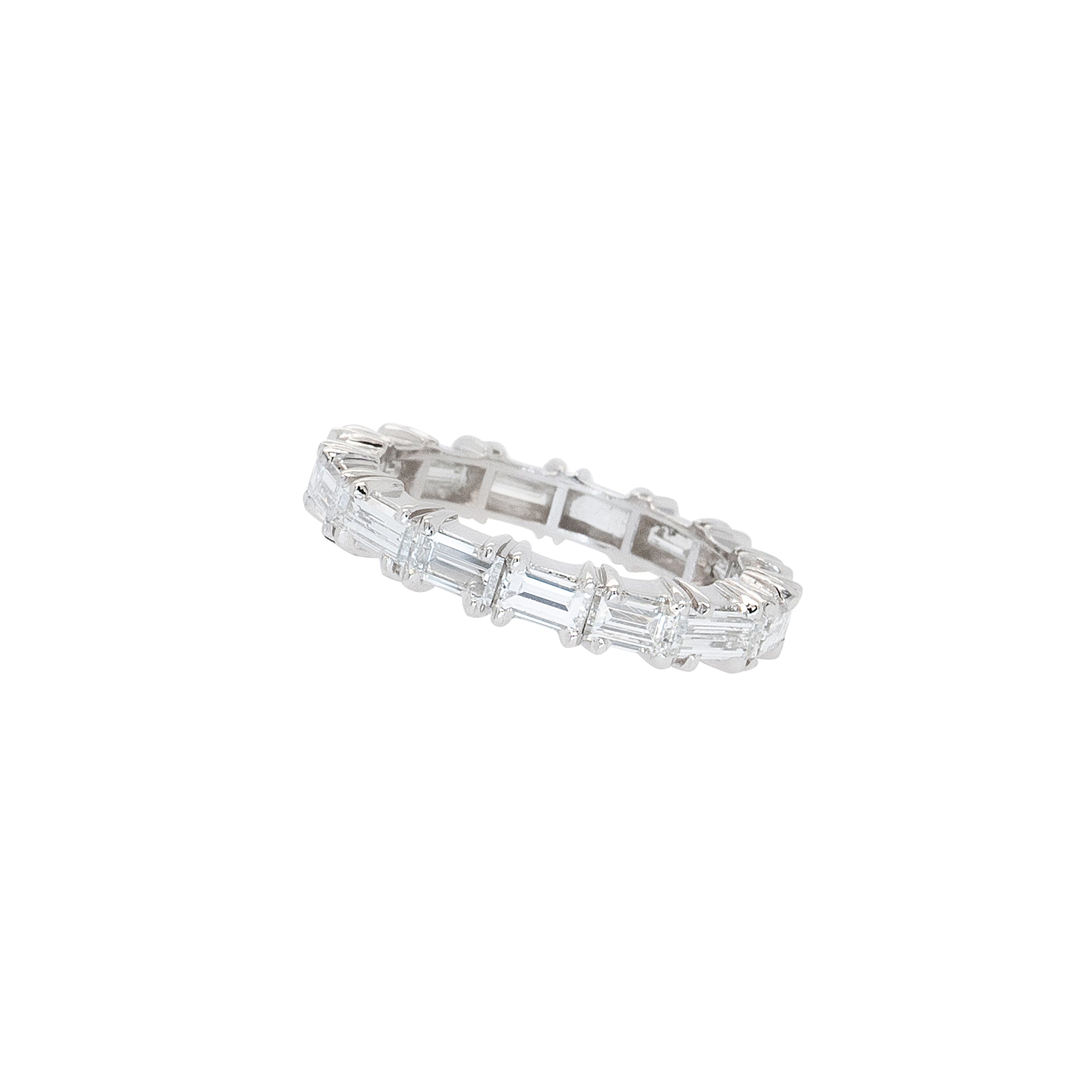 Platinum 7.5ctw Straight Baguette Cut Natural Diamond Eternity Band