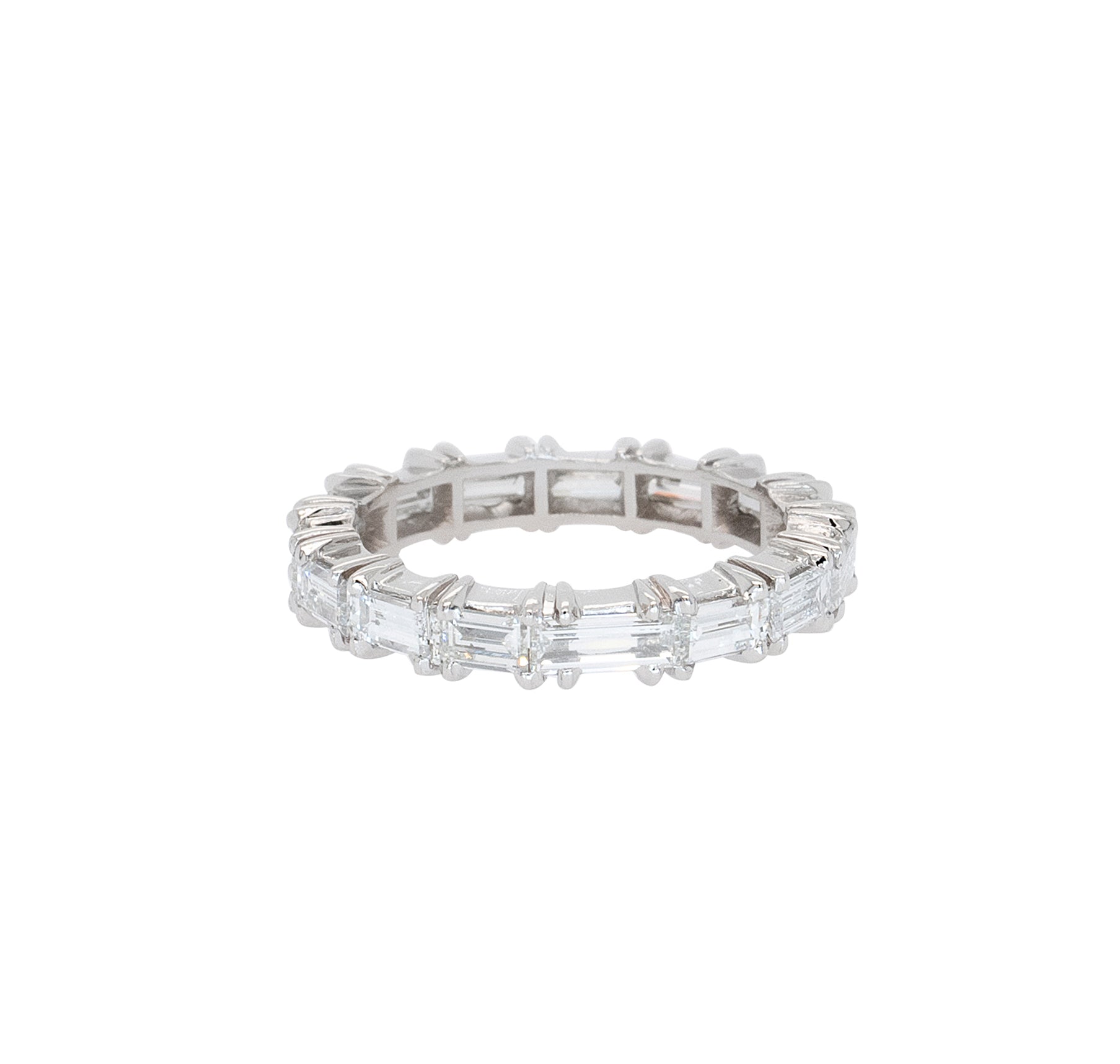 Platinum 7.5ctw Straight Baguette Cut Natural Diamond Eternity Band