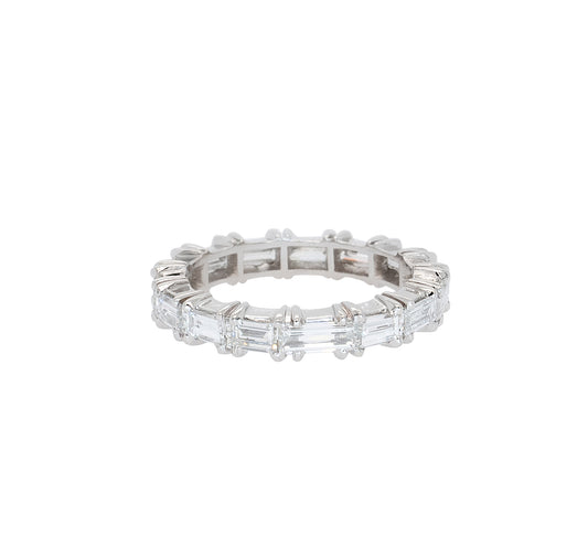 Platinum 7.5ctw Straight Baguette Cut Natural Diamond Eternity Band