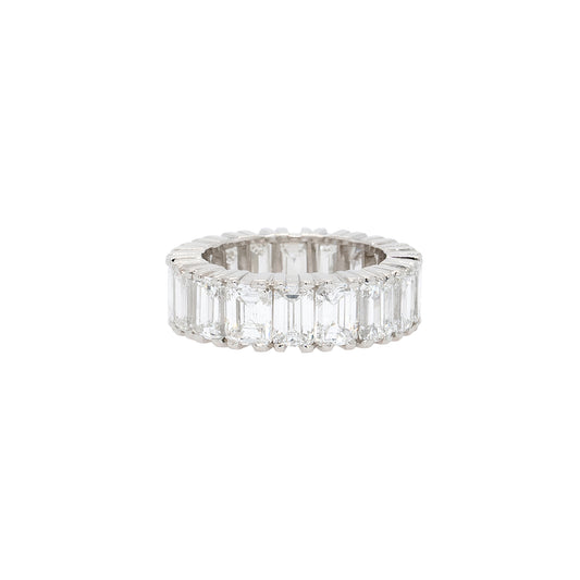 Platinum 7ctw Emerald Cut Natural Diamond Eternity Band