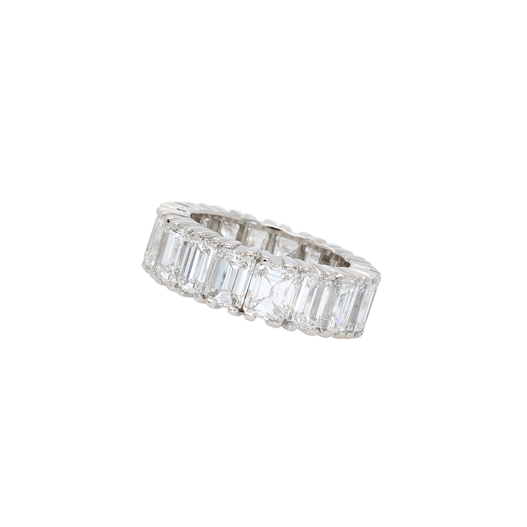 Platinum 7ctw Emerald Cut Natural Diamond Eternity Band