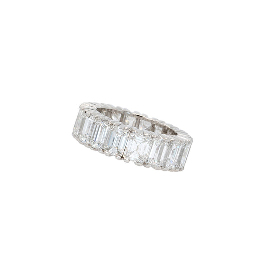 Platinum 7ctw Emerald Cut Natural Diamond Eternity Band