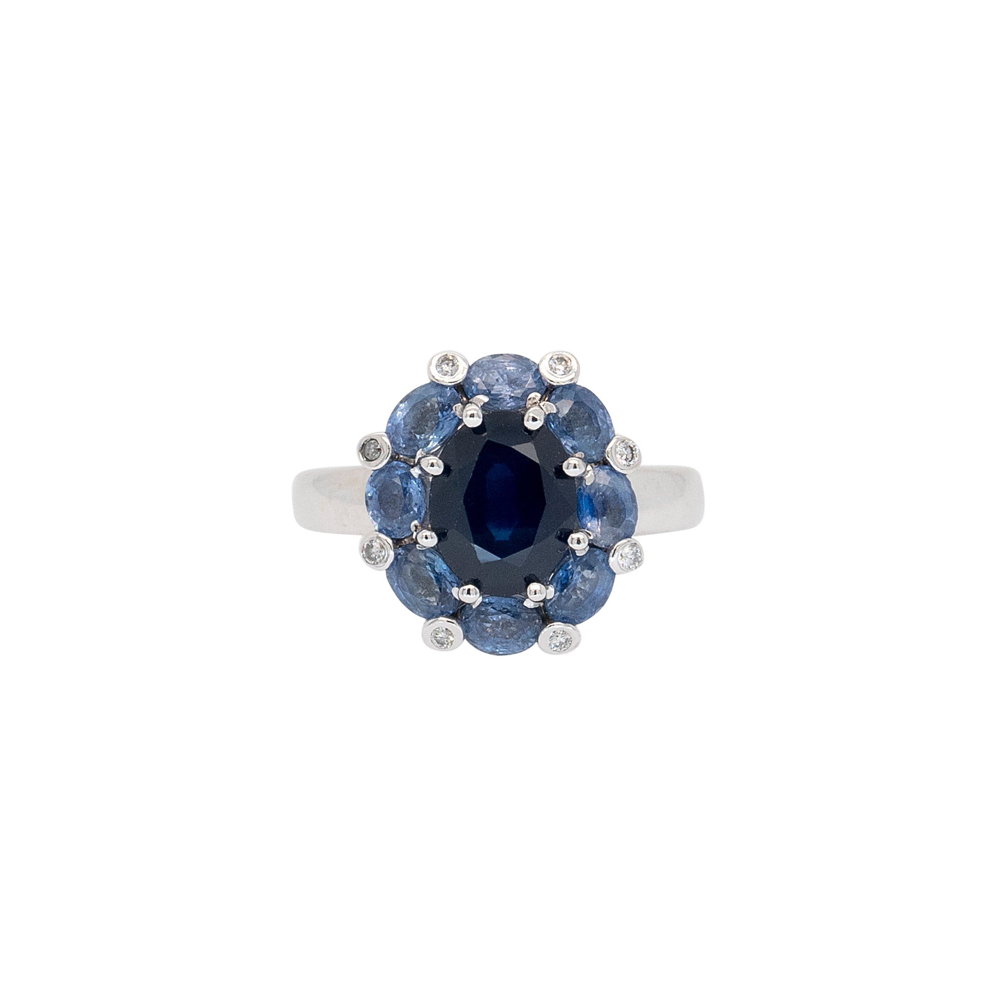 14k White Gold 4.8ctw Blue Sapphire Ring
