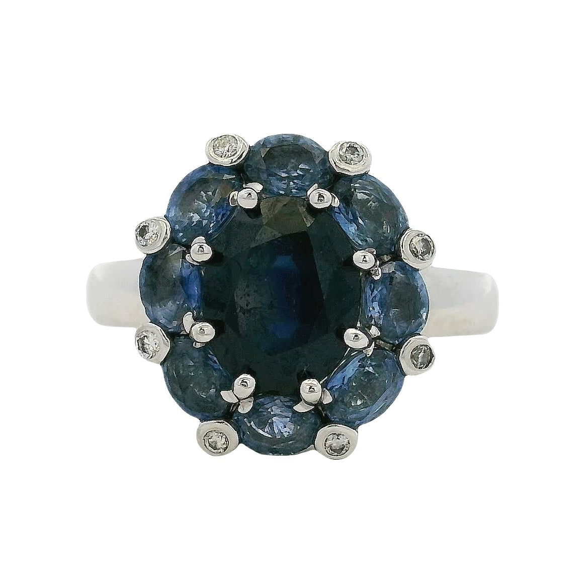 14k White Gold 4.8ctw Blue Sapphire Ring