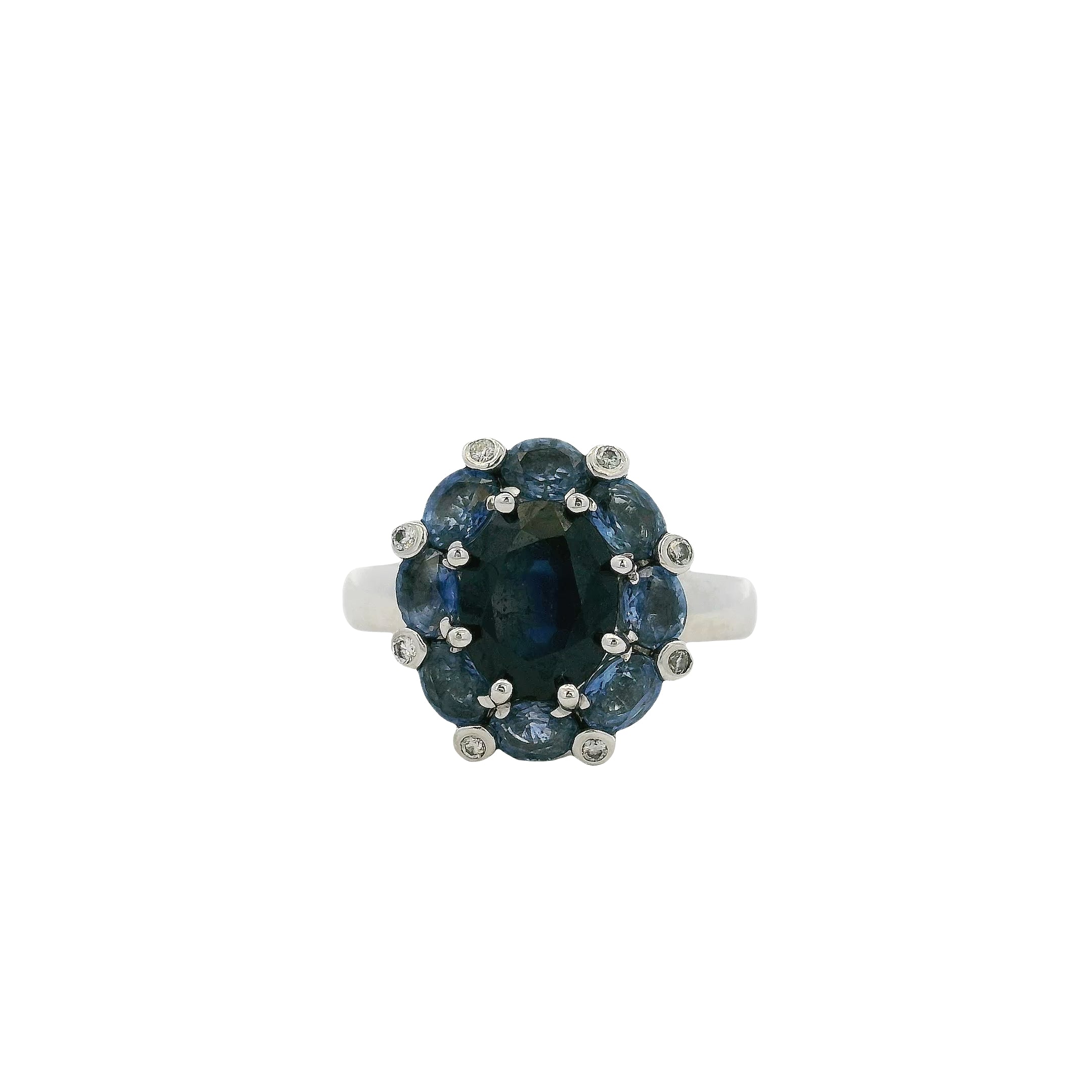 14k White Gold 4.8ctw Blue Sapphire Ring