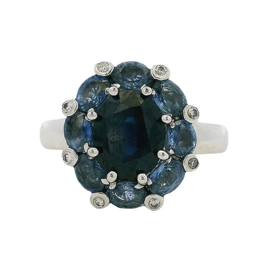 14k White Gold 4.8ctw Blue Sapphire Ring