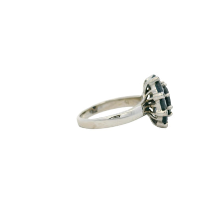 14k White Gold 4.8ctw Blue Sapphire Ring