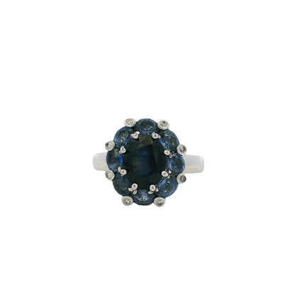 14k White Gold 4.8ctw Blue Sapphire Ring
