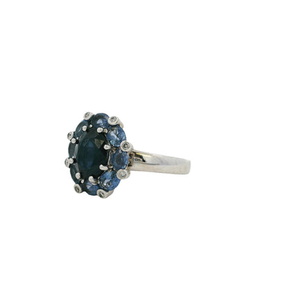 14k White Gold 4.8ctw Blue Sapphire Ring
