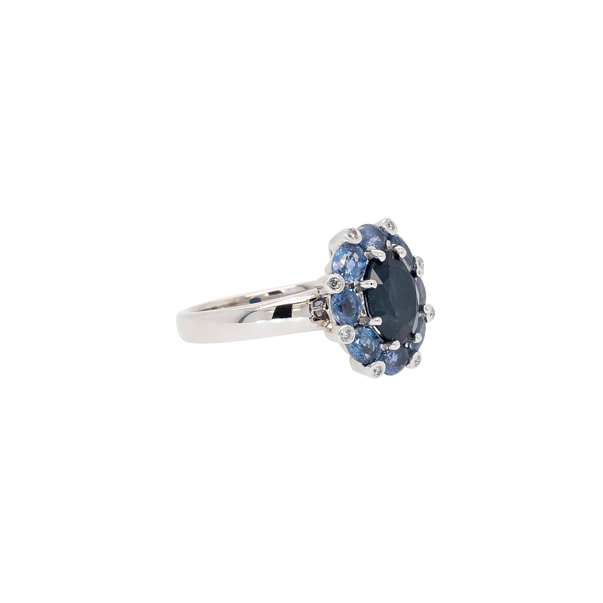 14k White Gold 4.8ctw Blue Sapphire Ring
