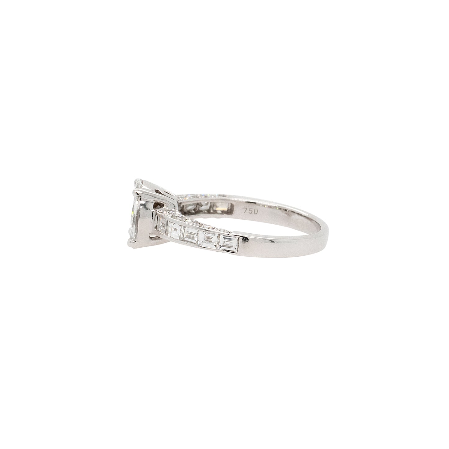 18k White Gold 0.58ct Marquise and Princess Cut Natural Diamond Engagement Ring