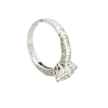 18k White Gold 0.58ct Marquise and Princess Cut Natural Diamond Engagement Ring