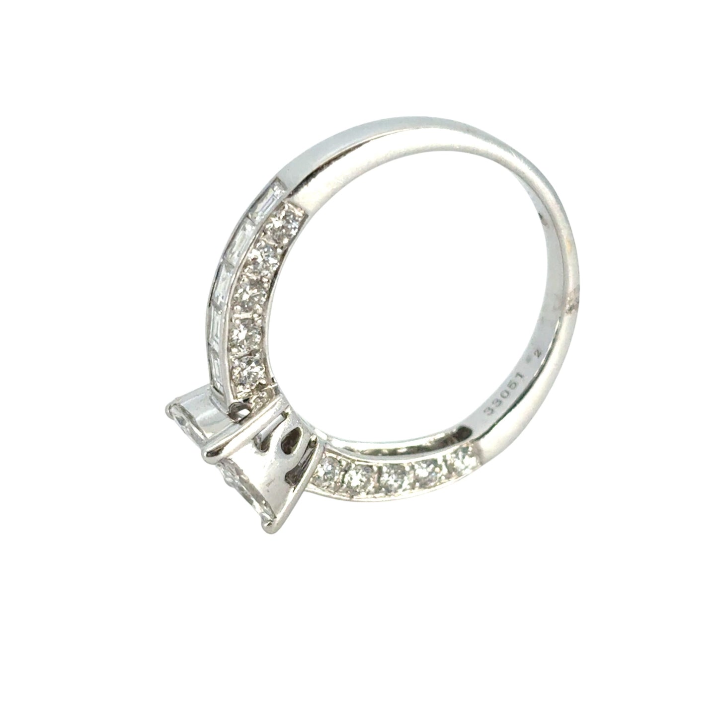 18k White Gold 0.58ct Marquise and Princess Cut Natural Diamond Engagement Ring