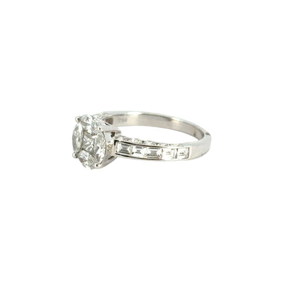 18k White Gold 0.58ct Marquise and Princess Cut Natural Diamond Engagement Ring