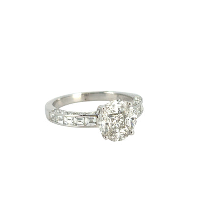 18k White Gold 0.58ct Marquise and Princess Cut Natural Diamond Engagement Ring
