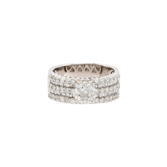 18k White Gold 1.40ctw Natural Round Brilliant & Diamond Cluster Ring