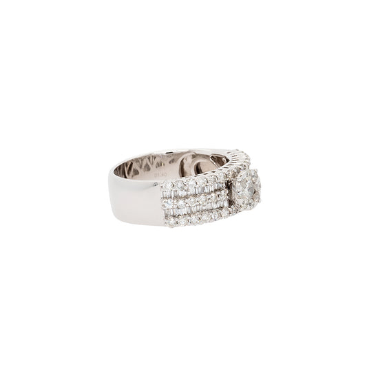 18k White Gold 1.40ctw Natural Round Brilliant & Diamond Cluster Ring