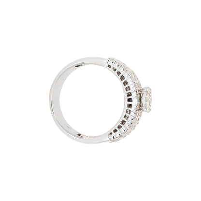 18k White Gold 1.40ctw Natural Round Brilliant & Diamond Cluster Ring