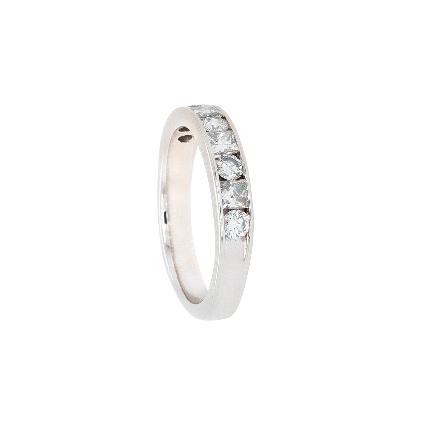 14k White Gold 0.84ctw Round Brilliant and Princess Cut Natural Diamond Ring