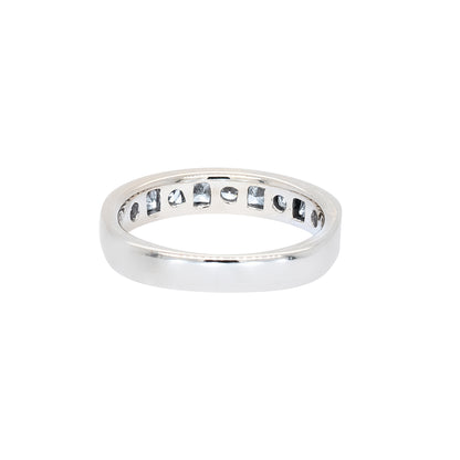14k White Gold 0.84ctw Round Brilliant and Princess Cut Natural Diamond Ring