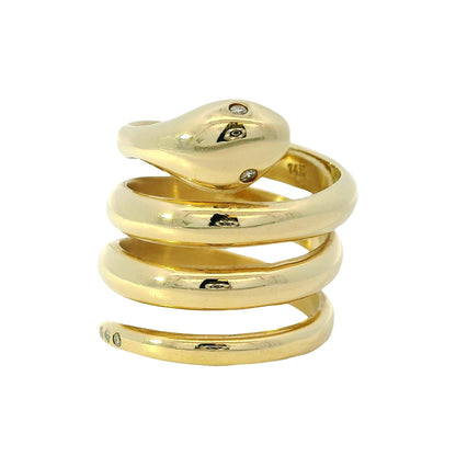14k Yellow Gold 0.05ctw Diamond Spiral Snake Ring