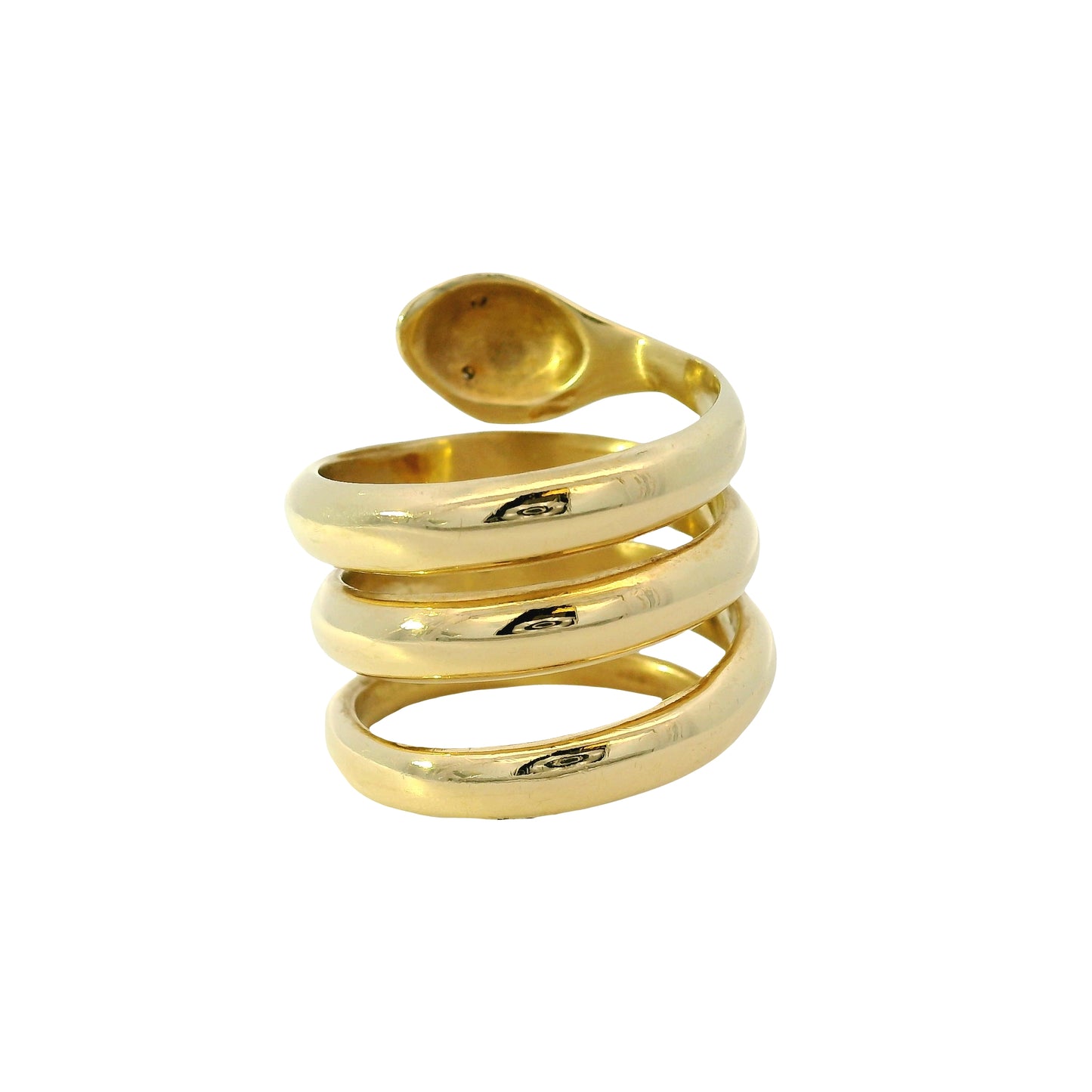 14k Yellow Gold 0.05ctw Diamond Spiral Snake Ring