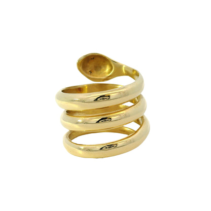 14k Yellow Gold 0.05ctw Diamond Spiral Snake Ring