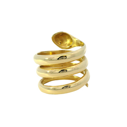 14k Yellow Gold 0.05ctw Diamond Spiral Snake Ring