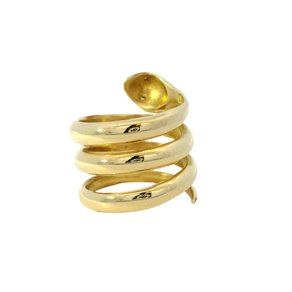 14k Yellow Gold 0.05ctw Diamond Spiral Snake Ring