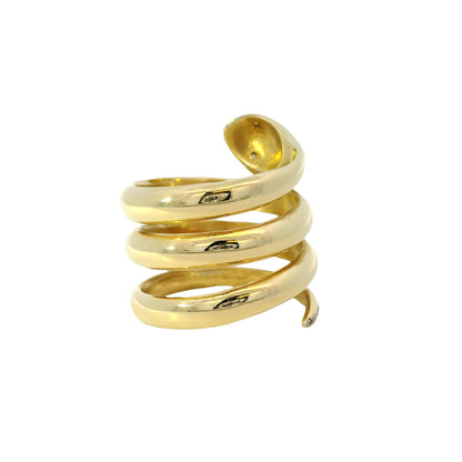 14k Yellow Gold 0.05ctw Diamond Spiral Snake Ring