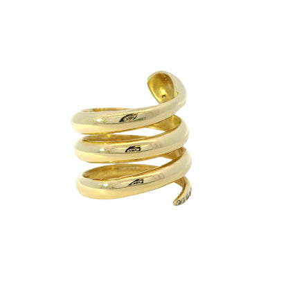 14k Yellow Gold 0.05ctw Diamond Spiral Snake Ring