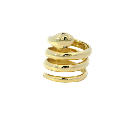 14k Yellow Gold 0.05ctw Diamond Spiral Snake Ring