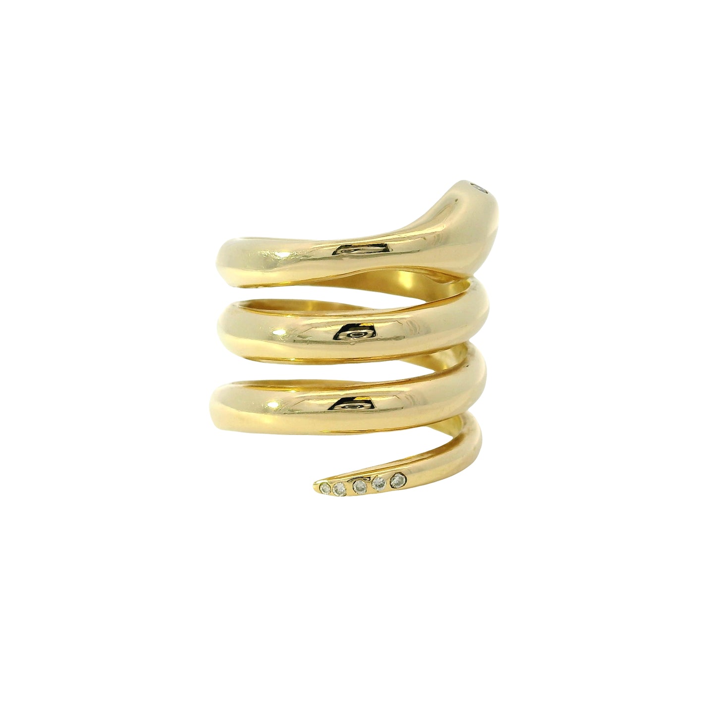 14k Yellow Gold 0.05ctw Diamond Spiral Snake Ring