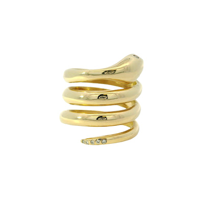 14k Yellow Gold 0.05ctw Diamond Spiral Snake Ring