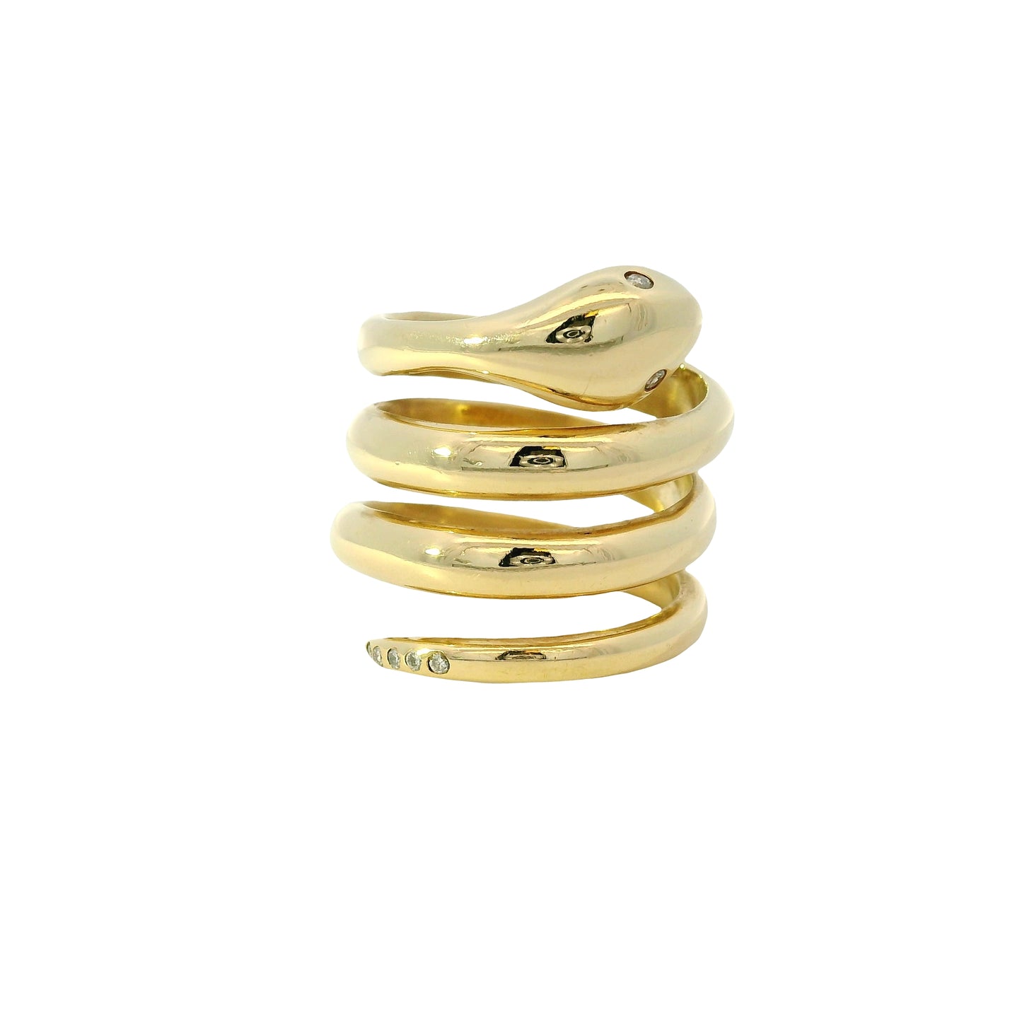 14k Yellow Gold 0.05ctw Diamond Spiral Snake Ring