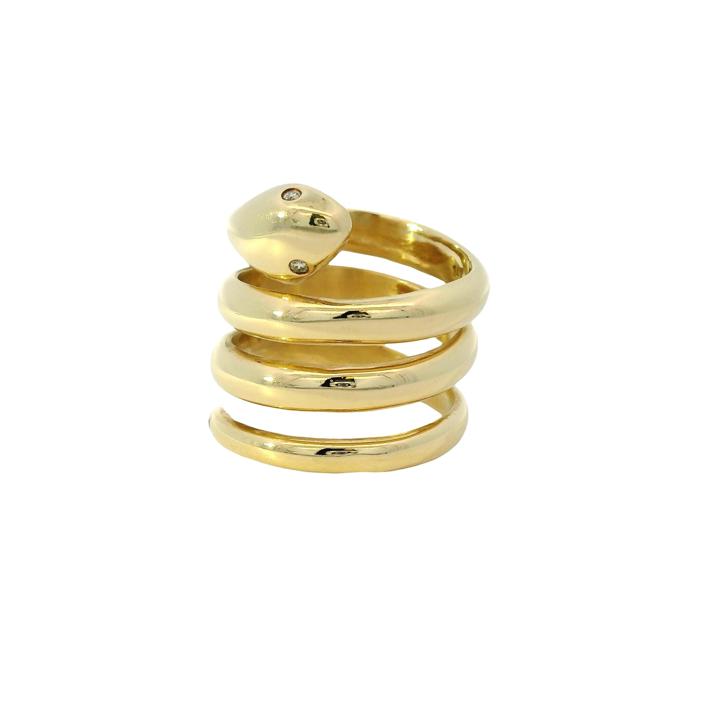 14k Yellow Gold 0.05ctw Diamond Spiral Snake Ring
