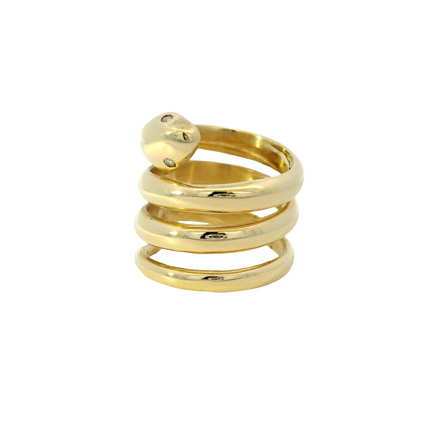 14k Yellow Gold 0.05ctw Diamond Spiral Snake Ring