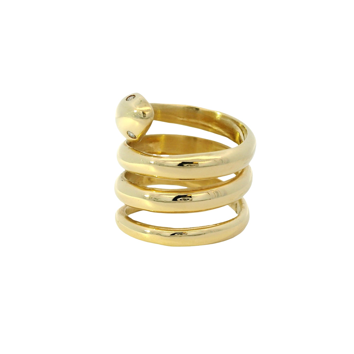 14k Yellow Gold 0.05ctw Diamond Spiral Snake Ring