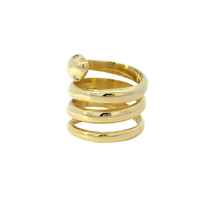 14k Yellow Gold 0.05ctw Diamond Spiral Snake Ring