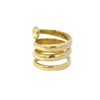 14k Yellow Gold 0.05ctw Diamond Spiral Snake Ring