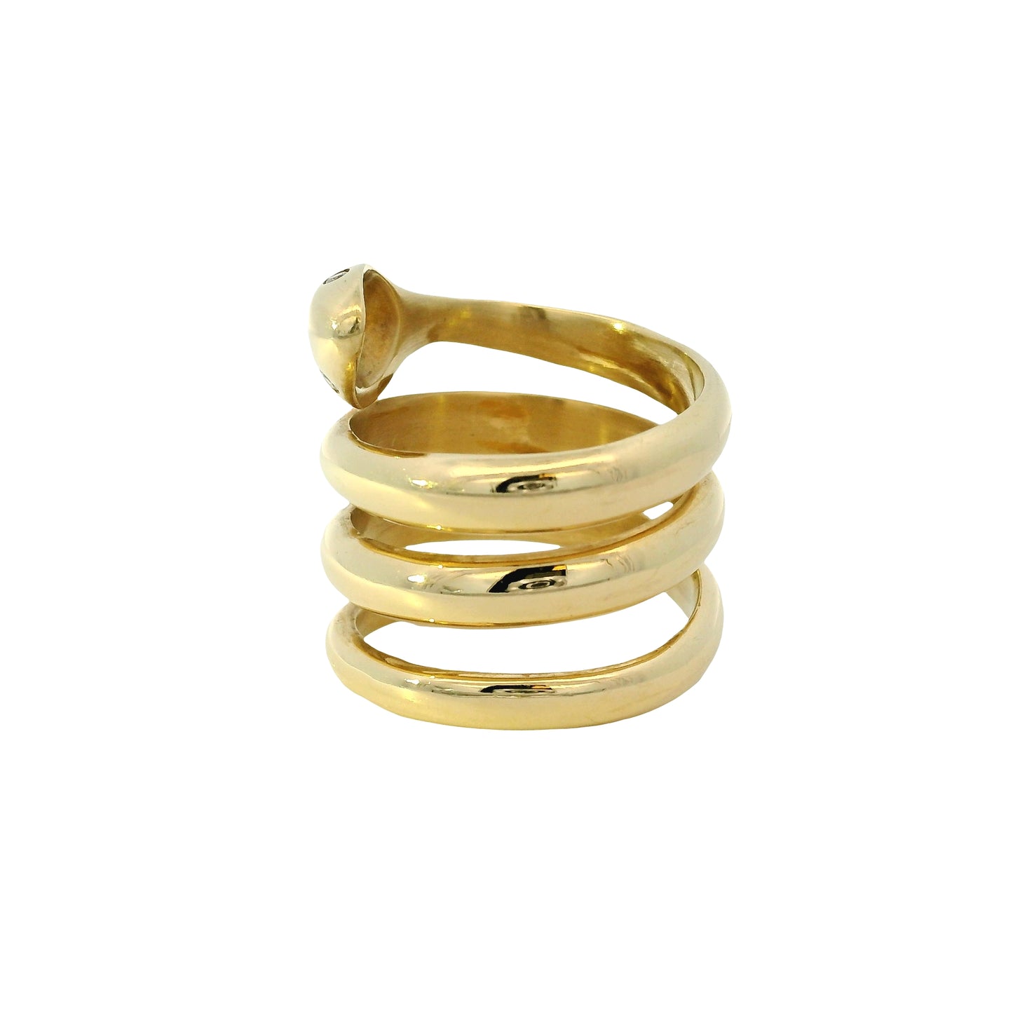 14k Yellow Gold 0.05ctw Diamond Spiral Snake Ring